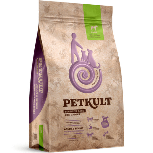 Hrana uscata pentru caini Petkult Sensitive Low Calories Adult&Senior Talie Medium&Large Miel si orez 12kg